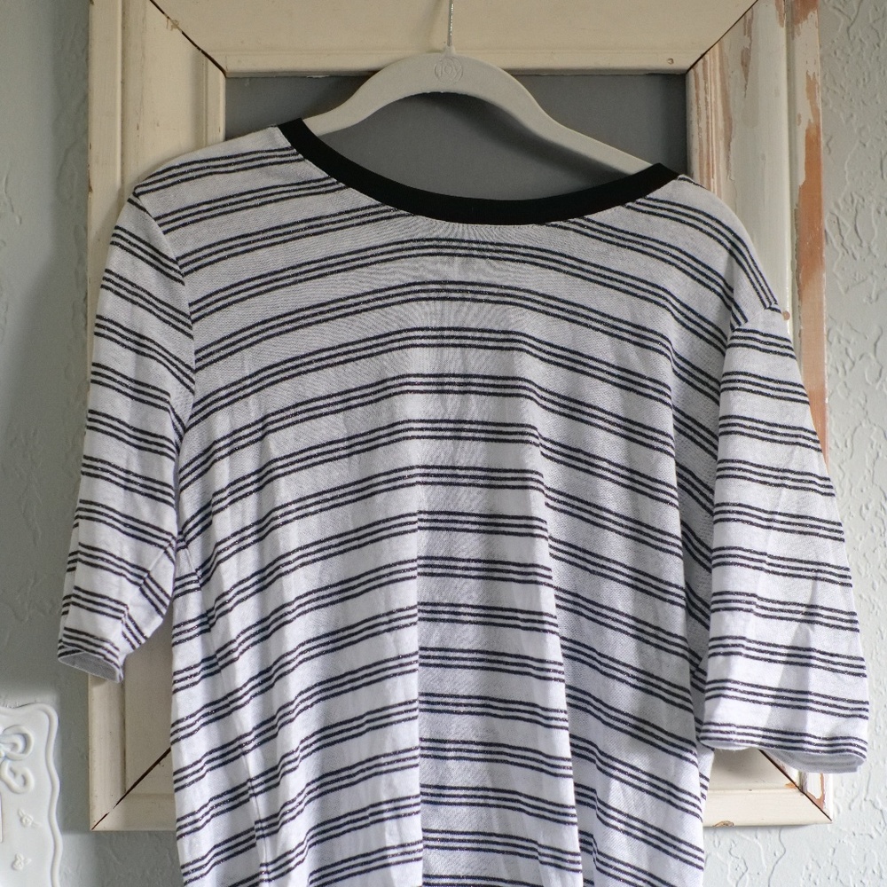 B&W Striped Sparkly Tee
